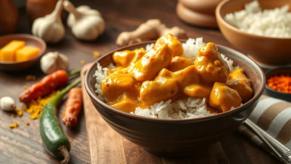 Kyckling curry med ris hemma